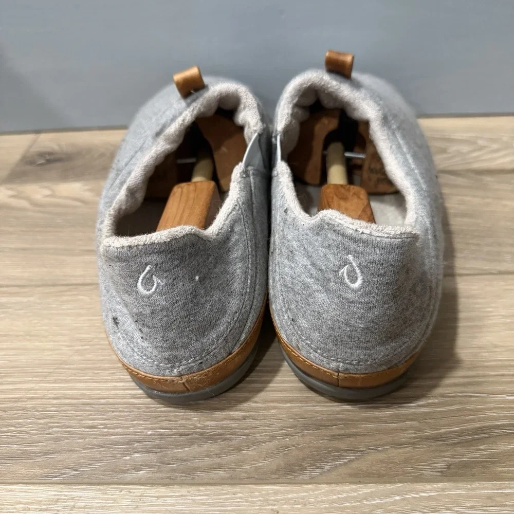 OluKai Mahana Mens Slip On Slippers Shoes Gray Textile 10451-VPFM Size 12